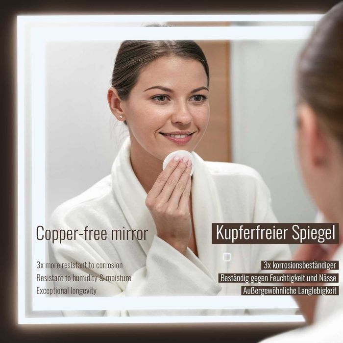 LED огледало за баня Aquamarin 80 x 60 см, A++, с тъч, анти-пара