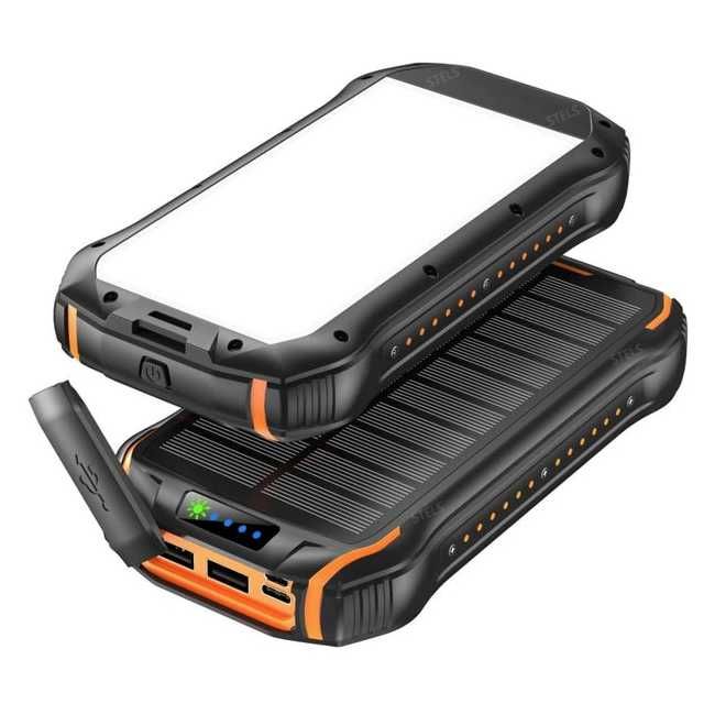 Преносима батерия STELS PowerMax 20K 20000mAh, соларна, фенер