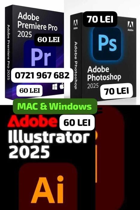 Adobe PhotoSHOP 2025 original /Lightroom /Adobe Acrobat PDF Pro /Premiere/ Illustrator pentru Windows și MAC licenta full permanente