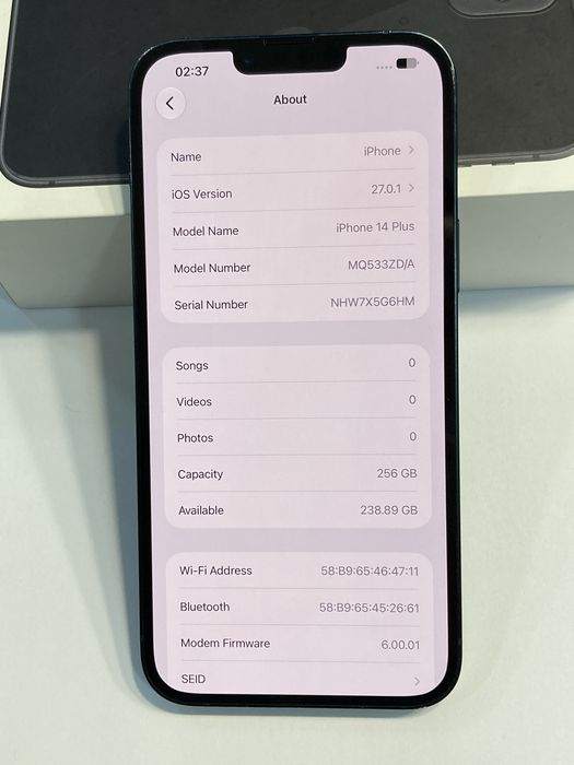 iPhone 14 Plus , 256 GB , 94% Bateria