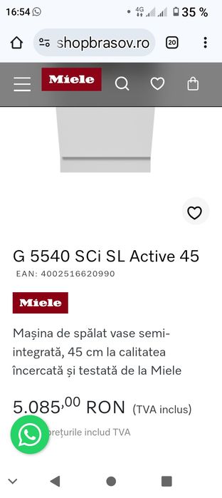 Vând mașină de spălat vase miele profesional