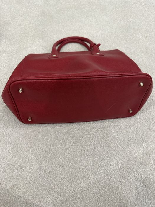 Дамска червена чанта Фурла от естествена кожа