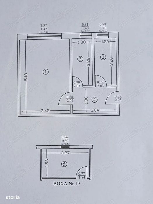 Garsonieră confort 1, decomandată, la parter din 4 + boxă de 6 mp