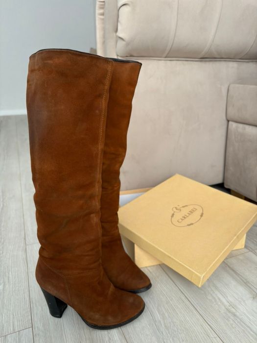 Рыжие натуральные сапоги