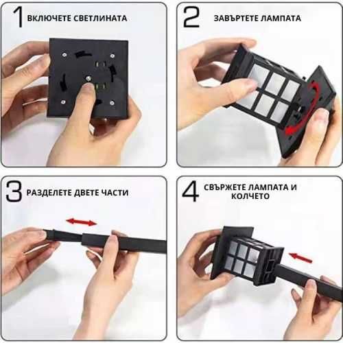 Комплект от 6 броя Соларна лампа за градина къщичка с бяла светлина