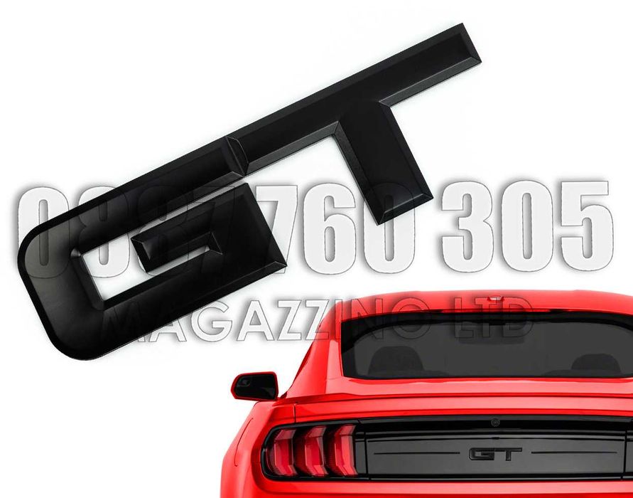 Mustang GT Метални Букви за Задния Капак Черен Червен Мат или Хром