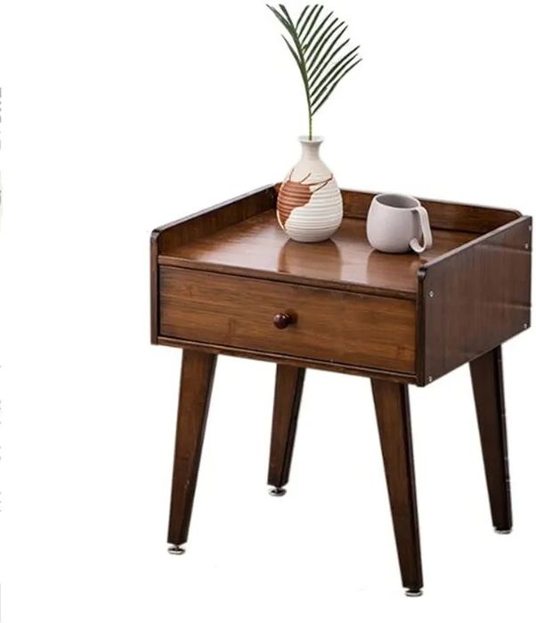 Нощни шкафчета от бамбук цвят орех с едно чекмедже