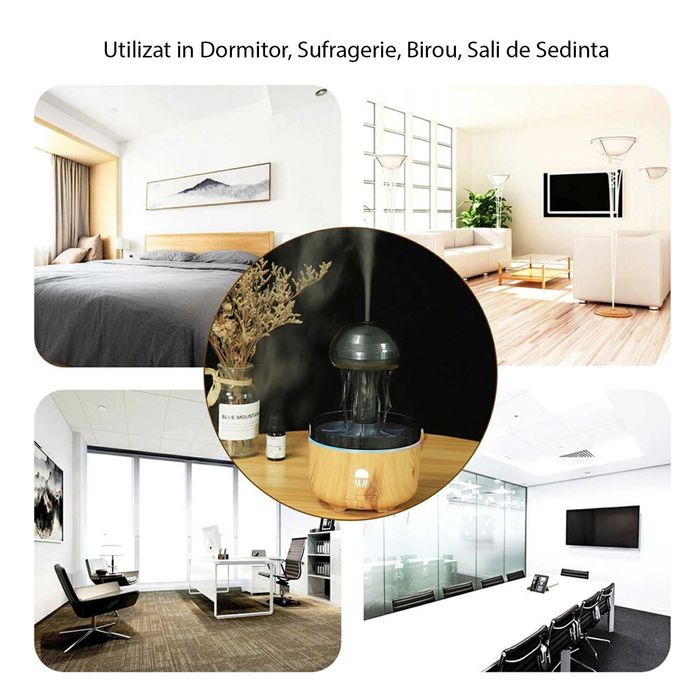 Difuzor Umidificator Aromaterapie Meduză 320 ml cu lumini LED 7 culori