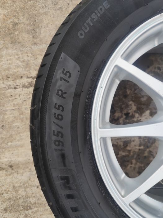 Set 4 jante aluminiu Hyundai, KIA. 5x114,5. Cu anvelope de vară. 195/65R15.