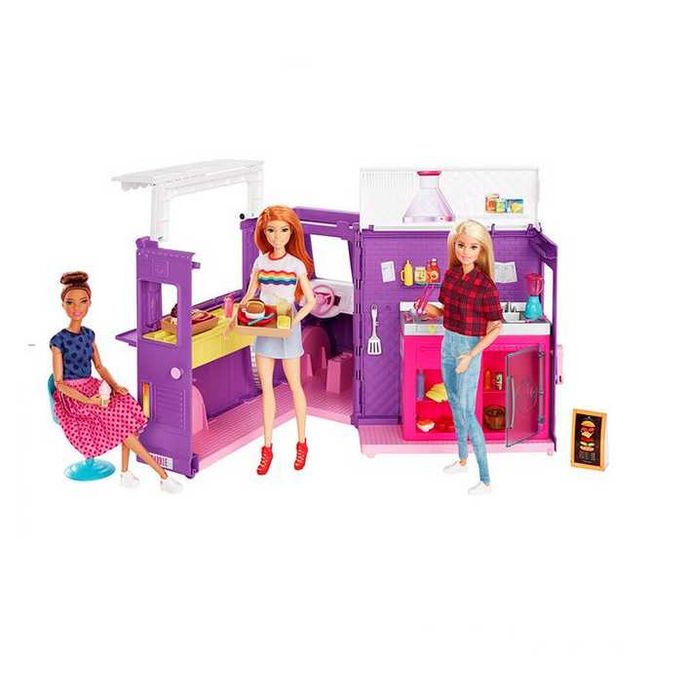 Кемпер за бързо хранене Mercado Trade, С кукла Барби, Лилав