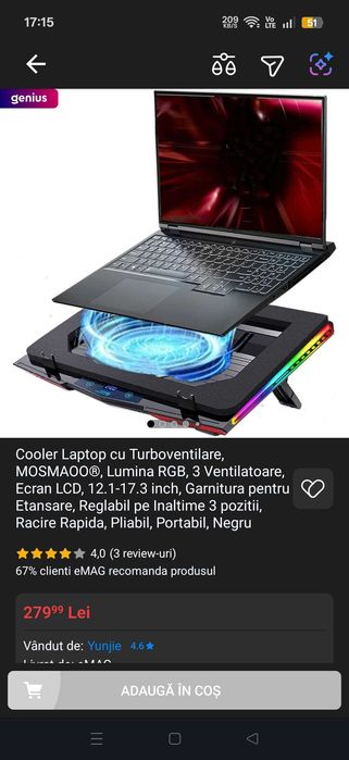 Lenovo LOQ 17IRX10 5060 115W 14700HX Gaming + periferice coolerpad kit tastatura mouse casti controller garantie