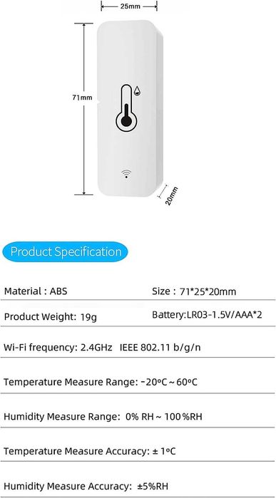 WiFi сензор за температура и влажност TH01