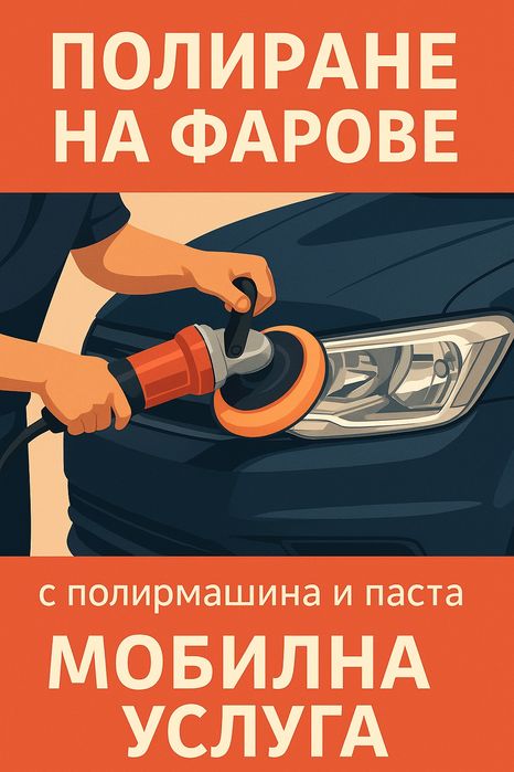 Полиране и възстановяване на износени или пожълтели фарове с гаранция.