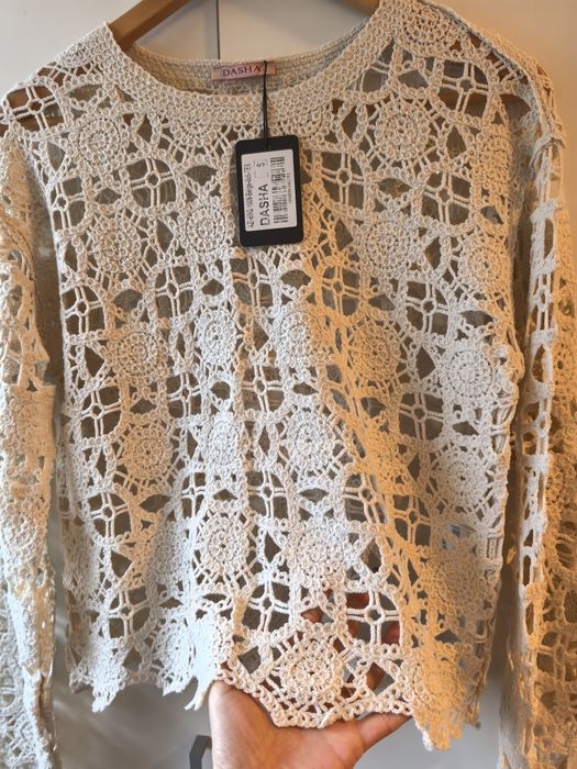 Bluză bej macrame Dasha nouă, cu etichetă