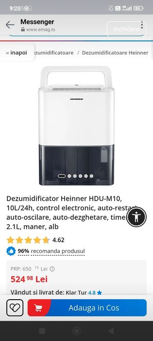 Dezumidificator Heinner, nou