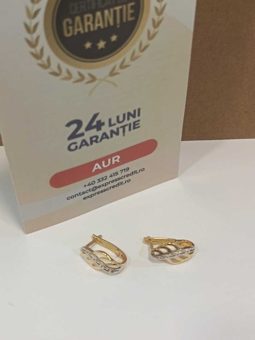 (AG41) Cercei aur, 14k b51391 Certificat de garantie