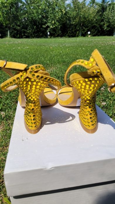 Sandale Alma en Pena noi, galbene, piele naturală,  37