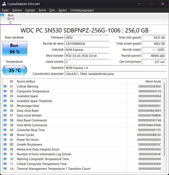 SSD 256Gb Western Digital SN530 NVMe