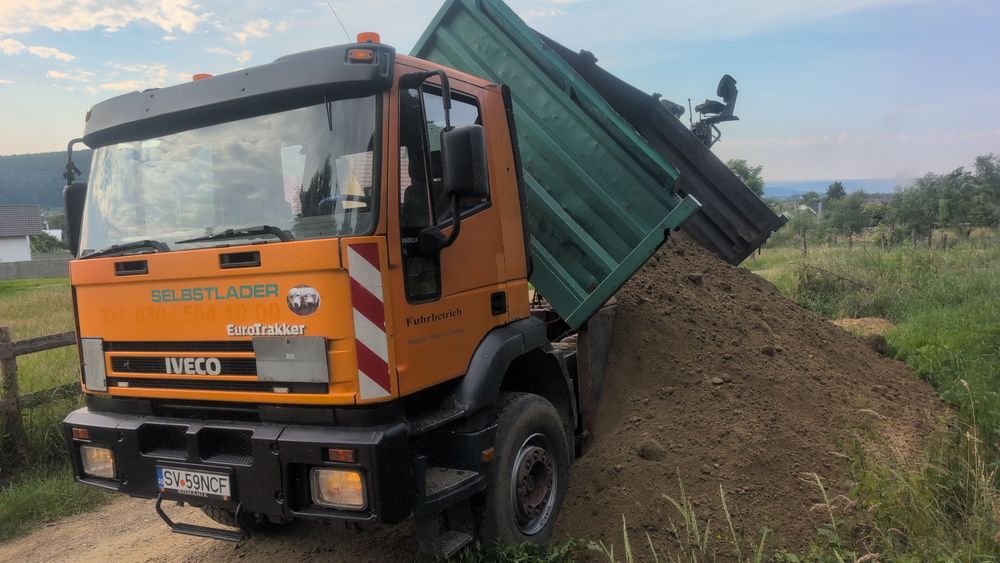 Vând Iveco Eurotraker basculabil cu macara longlift 115 Z cu graifer de lemn și cupa pentru pământ,balast