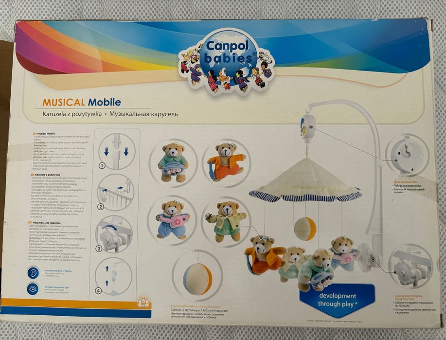 Музикална въртележка за легло Canpol “Girly bears under umbrella”
