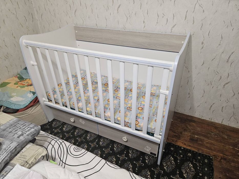 Детско креваче - Lorelli New Matrix /бяло с дървесен мотив/