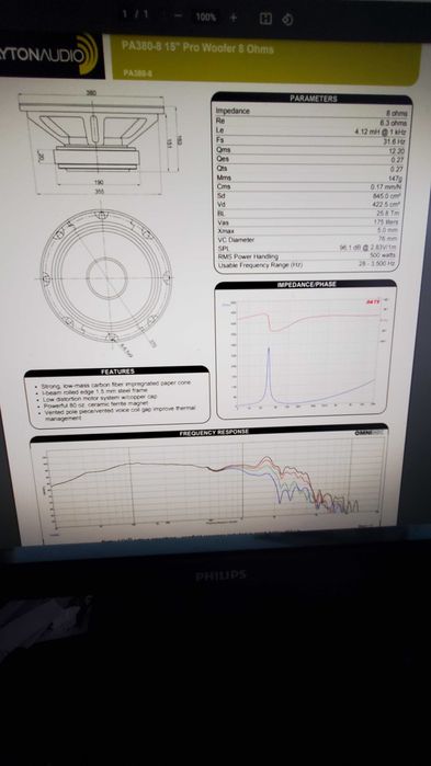 Dayton Audio PA380-8 Woofer 15
