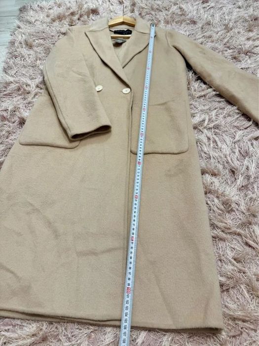 Palton bej deschis camel mix de lana lucrat manual Zara marimea S