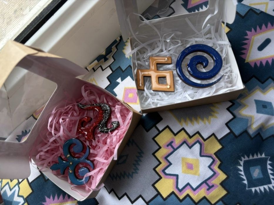 Этно брошь ручная работа