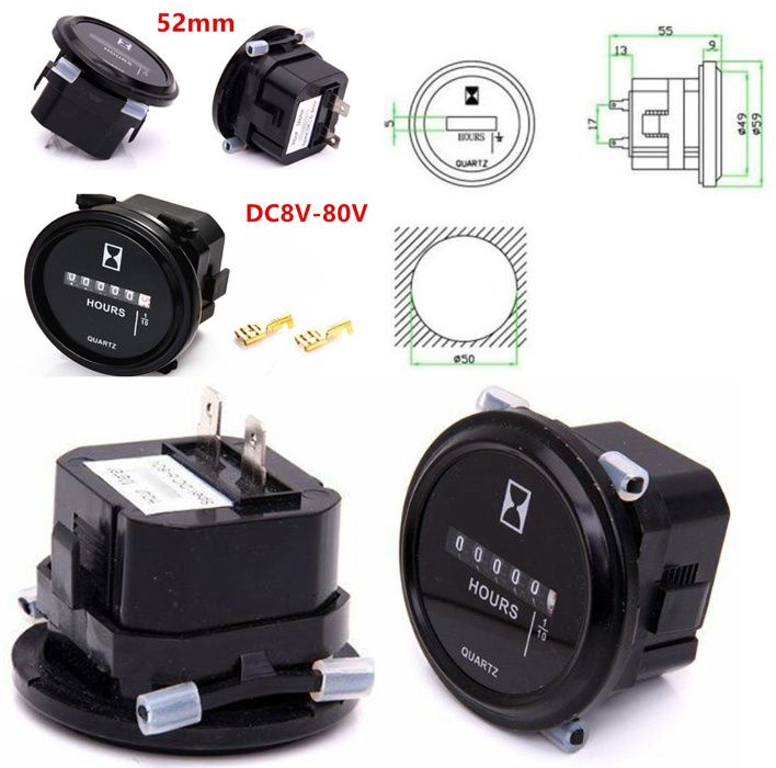 Voltmetru baterie Auto, Turometru Contor ore functionare Tractor Nou!