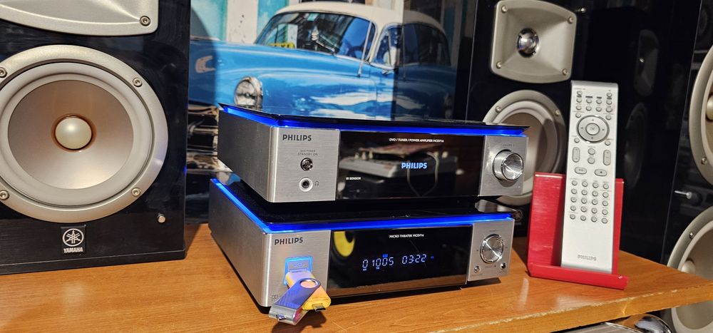 Muzica la cd dvd mp3 amplificator Philips MCD 716 cu radio si USB