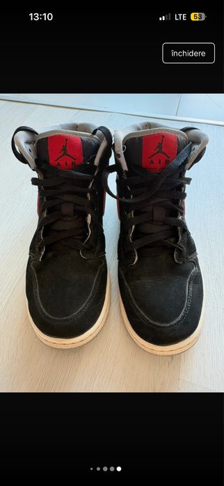 Air jordan 1 mid Black Particle Grey Red Gym ediție limitată