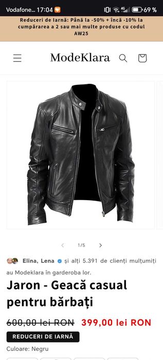 Geaca de Piele Casual Barbati - Marimea M/L