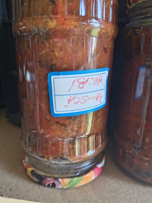 Zacusca de hribi cu kapia și gogoșari copți pe plita