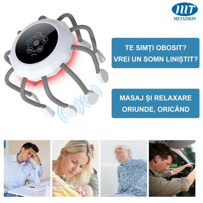 Aparat electric pentru masaj capilar, cu 5 moduri de masaj, pentru detensionare, relaxare și stimularea scalpului