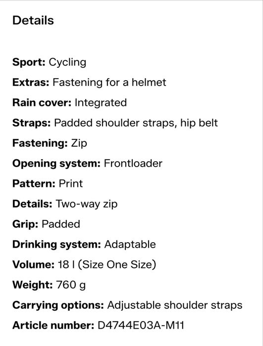 Раница DAUTER Bike I 18 SL