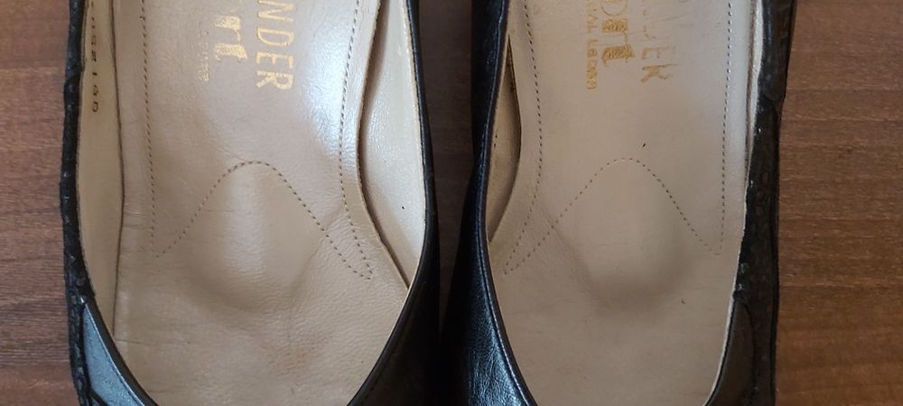 Pantofi din piele, toc gros, 6cm