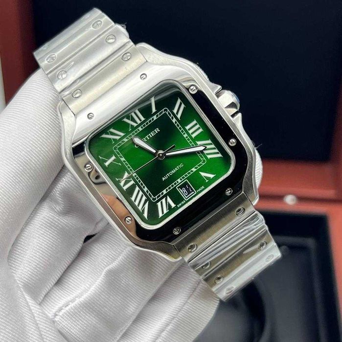 Автоматичен мъжки часовник Cartier Santos de Cartier Green