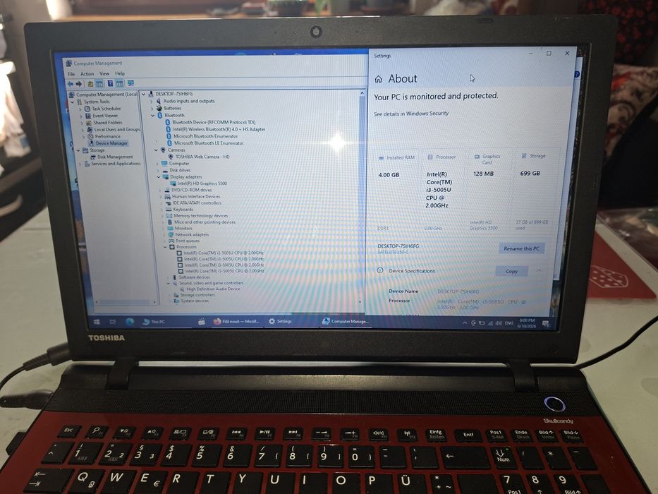 Toshiba Satellite L50-C, Intel i3 gen.5, 750 gb, Bluetooth, Wi-Fi