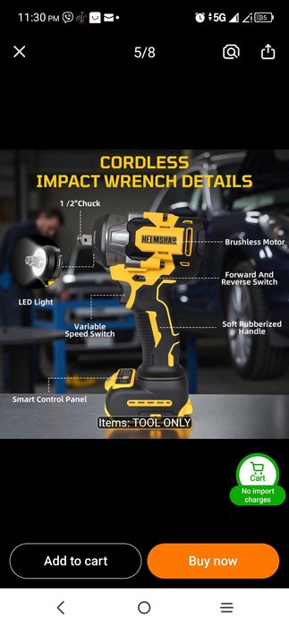 Ударен безчетков гайковер за Dewalt батерия