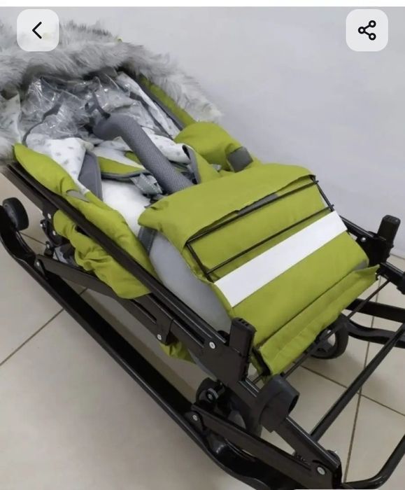 Санки коляска черные