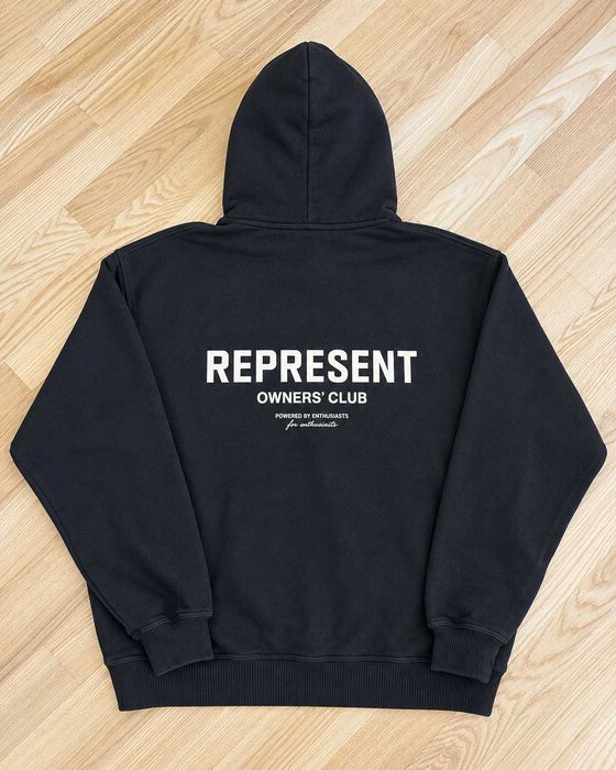 Hanorac Represent Owners’ Club cu glugă, negru, print față/spate, mărimea XL, bumbac