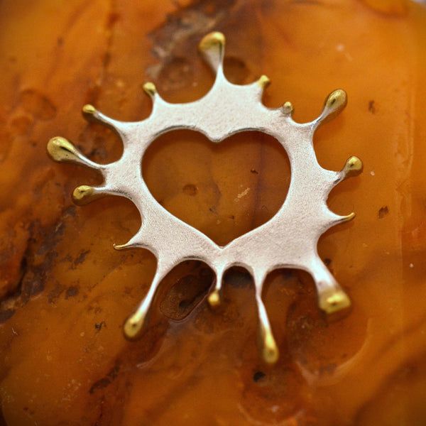 Сребърен медальон 925 „Сърце-пръски“ – талисман на творческата енергия