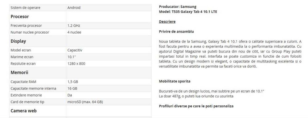 Samsung T535 Galaxy Tab 4 10.1 LTE 16GB
