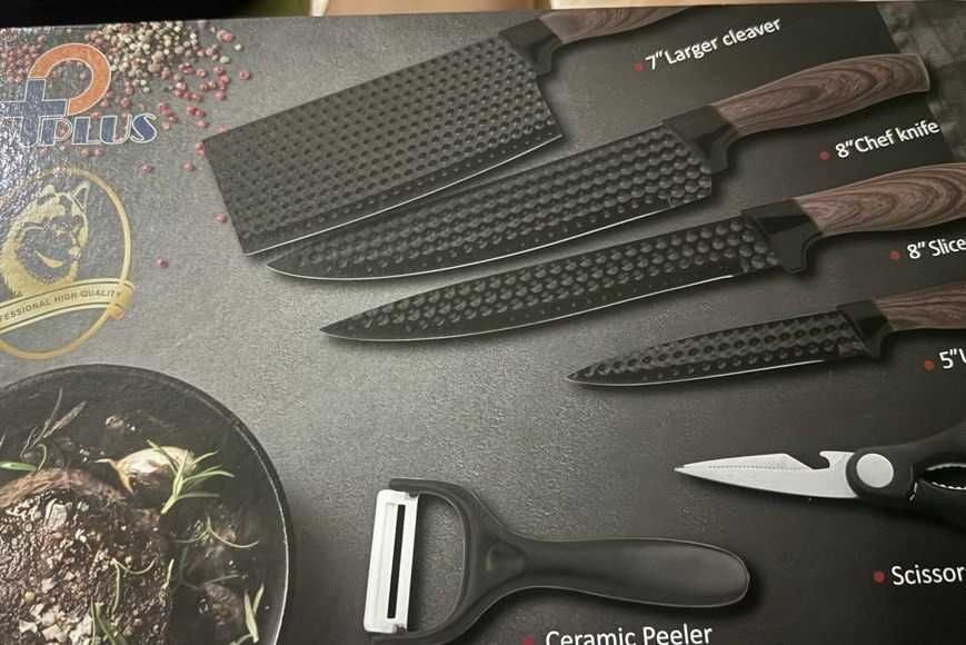 Комплект кухненски ножове,6 части, 4 кухненски ножа,1 ножица,1 белачка