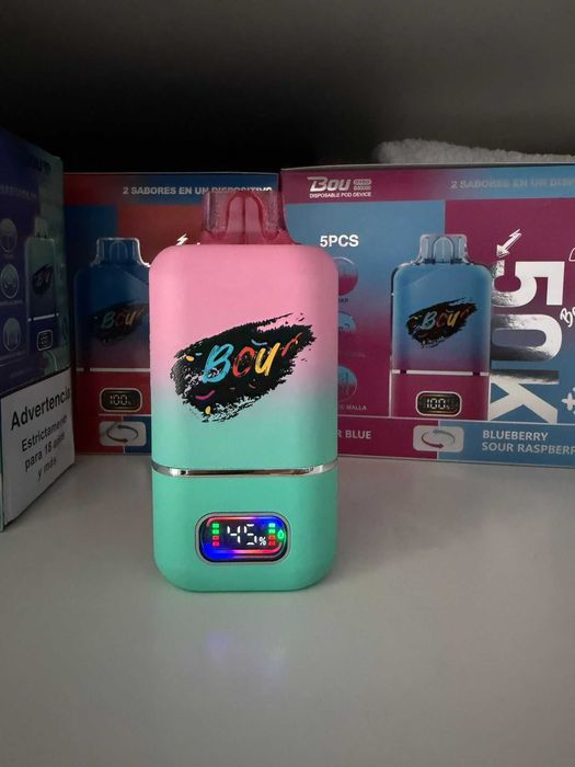 Vape Bou - 50.000 Fumuri - 2 Arome - Ecran LED RGB - Rotate & Change