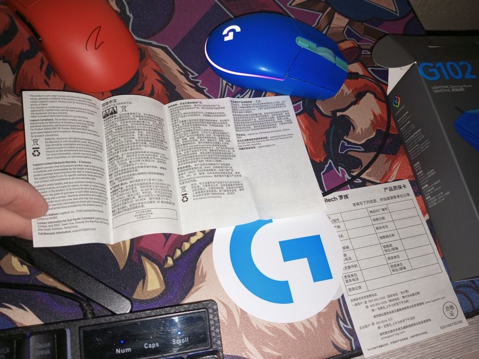 Компьютерная мышь logitech g102 lightsync синяя б/у