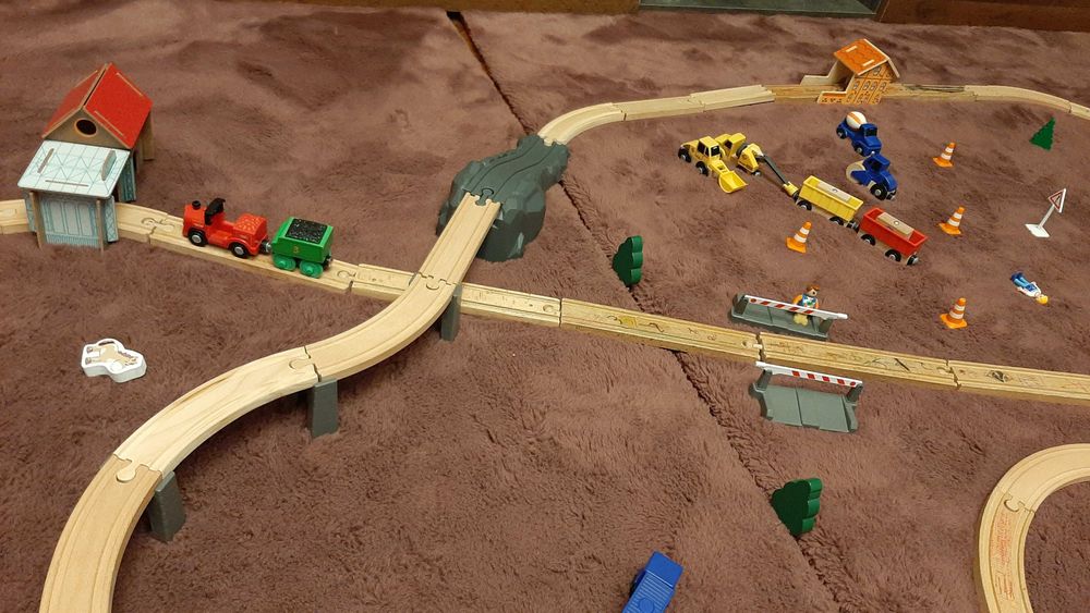 3 Seturi trenuri trenulet de lemn 200 piese set electic cadou perfect