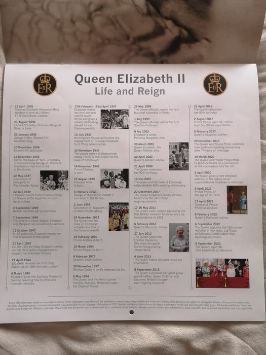 Календари на Кралица Елизабет II и британското кралско семейство