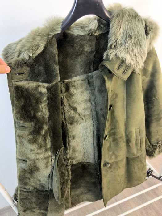 Palton de blana naturala, verde / DAMA / marime 42