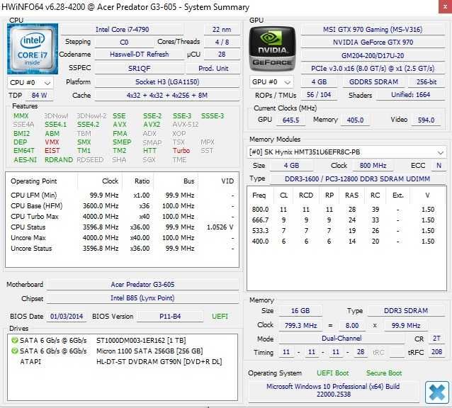 Calculator Unitate Pc Gaming Acer Predator I7 4790 Ram 16 SSD Video 4G